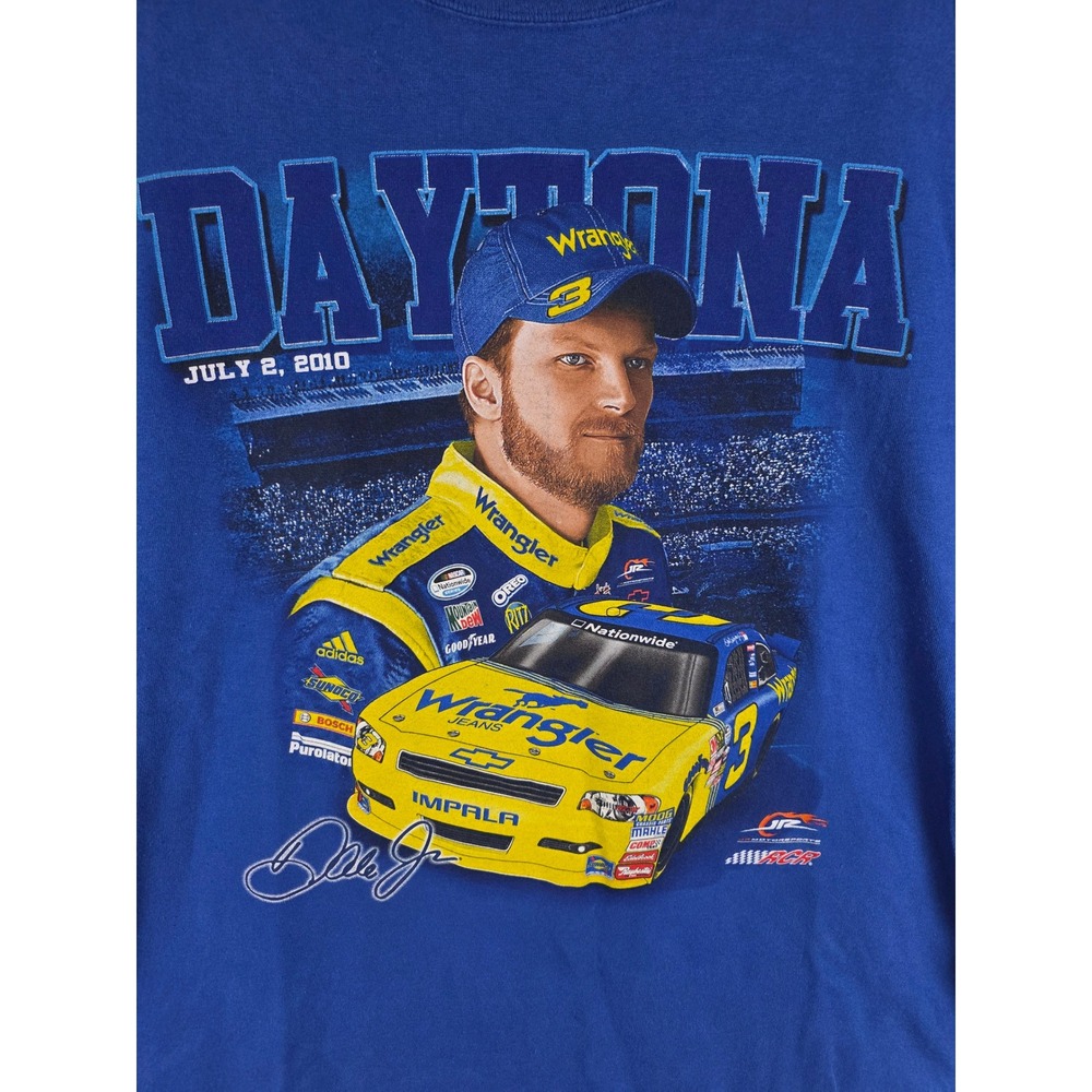 Chase Authentics Dale Earnhardt Jr & Sr Daytona 2010 Blue Graphic T-Shirt Mens L - Picture 2 of 7